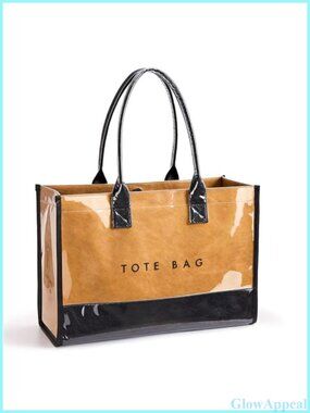 KALIDI PVC Tote Bag Large Kraft Paper Work Handbag Jelly Purse